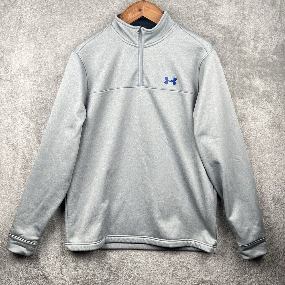 Under Armour UA 1/4 Zip Pullover Sweatshirt Men's Large Gray Mock Neck Active